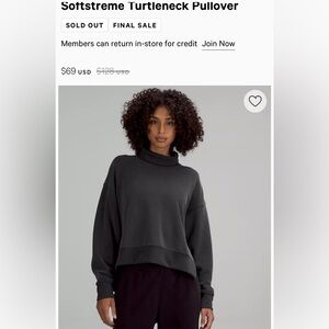 Lululemon Size 10 Softstreme turtleneck pullover